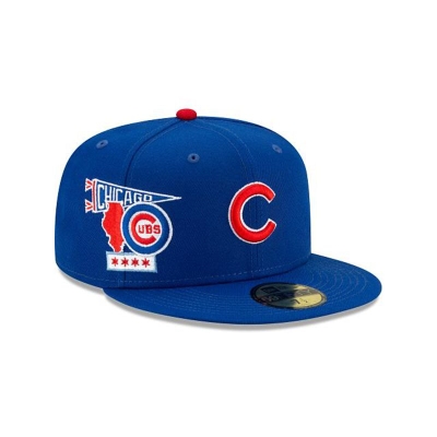 Blue Chicago Cubs Hat - New Era MLB City Patch 59FIFTY Fitted Caps USA3509761